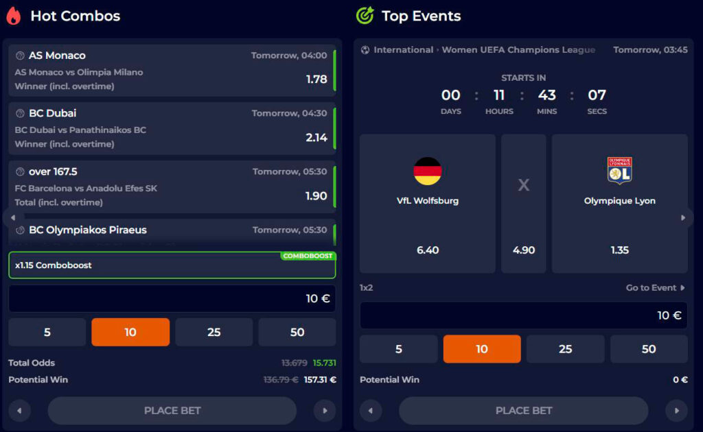 betting combos and top events ninecasino