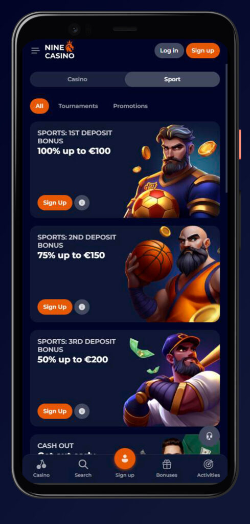 sports promotions at app ninecasino